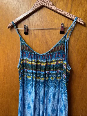 Sacred Threads Wide Leg Sleeveless Jumpsuit Blue Rayon L/XL Large Extra Large thumbnail 8