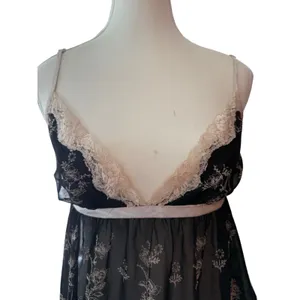 Y2K Sheer Fairy Goth Babydoll Slip Top Peacock Floral Lace Coquette Mesh 90s EUC thumbnail 5