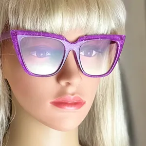 Candy Color Glittering Cat Eye Sunglasses - Pretty Purple thumbnail 5