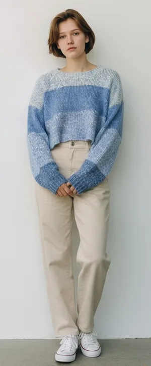 Garage blue and white cropped sweater thumbnail 1