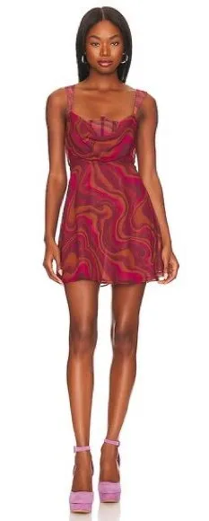 For Love & Lemons Eleanor Mini Dress in Red Size medium NWT‎ thumbnail 1