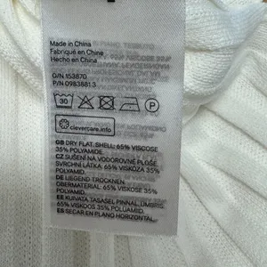 NWY H&M Women's‎ Cream Ribbed Knit Polo Shirt Short Sleeve V-Neck Top Size Small thumbnail 8