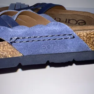 Earth Atlas Slide Sandals Women's 7.5M Blue Leather Comfort Footbed Arch Support thumbnail 8