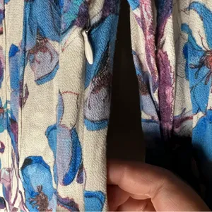 Free People Teagan Floral Blue Purple Boho‎ Double V Cutout Mini Dress thumbnail 7