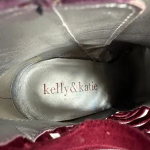 Kelly Katie Burgundy‎ Suede Cutout Stiletto Heel Ankle Boots Womens 6.5 Party thumbnail 8