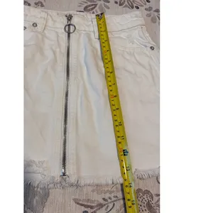 Free People We The Free White "Zip It Up" Denim Mini Skirt - Size 24 thumbnail 3