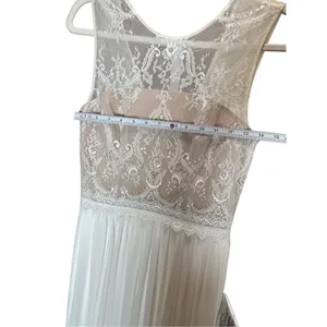 NEW Dress the Population gorgeous flowy white tan wedding formal dress sz S‎ thumbnail 8
