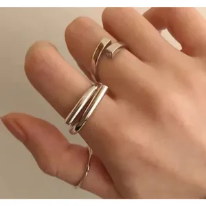 Unisex Solid Wrap 925 Sterling Silver‎ Band Ring, Adjustable thumbnail 2
