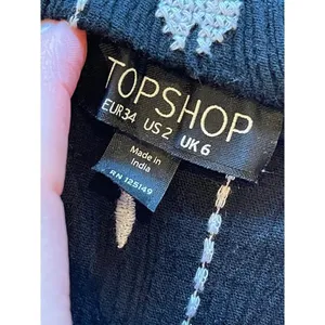 Topshop Dress Women 2 Black White Embroidered‎ Off The Shoulder Tunic Mini thumbnail 8