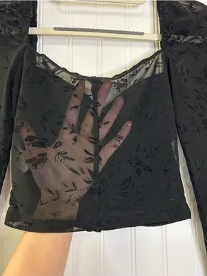 Windsor Black Long Sleeve Sheer Bustier Top Size Small thumbnail 6