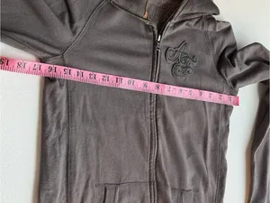 Y2K Abercrombie & Fitch Gray Full-Zip Hoodie Patchwork Embroidered thumbnail 6