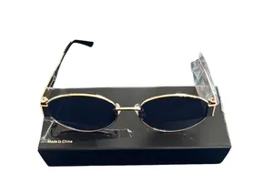 Retro Y2K Oval Metal Gold Sunglasses For Women Men Grey Lenses Cleaning Cloth thumbnail 3