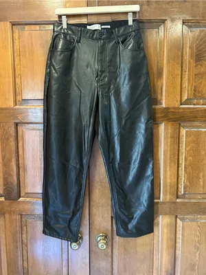 Abercrombie Curve Love Vegan Leather Ankle‎ Straight Pants Black 10/30 Regular thumbnail 2