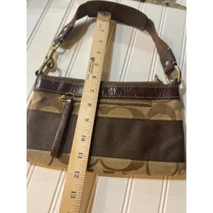 Coach Vintage Demi Bag Brown Striped Signature Canvas Y2K Shoulder Purse 10072 thumbnail 10