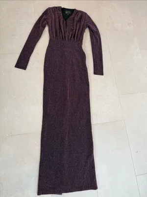 Line & Dot Sparkle Deep-V Maxi Dress in Plum thumbnail 2