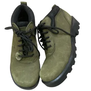 Olive Green Waterproof Suede Leather Hiking Boots granola girl goblincore thumbnail 1