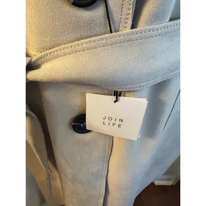 ZARA Faux Suede Sleeveless Trenchcoat Vest Womens XXL Beige Belted Long Line NEW thumbnail 5