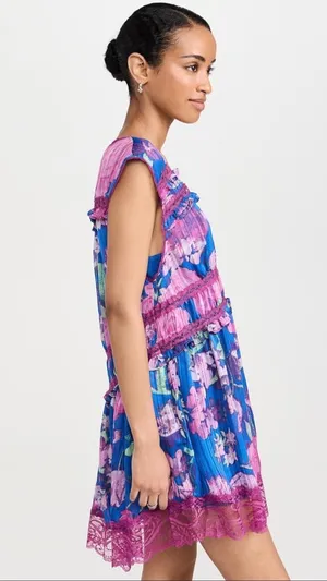 Free People Spring Fling Mini Dress Ultra Violet Combo w/ slip thumbnail 2