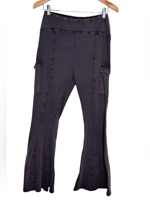 Out From Under Aria Cargo Flare Pants Washed Grey Medium Lounge Urban Outfitters thumbnail 4