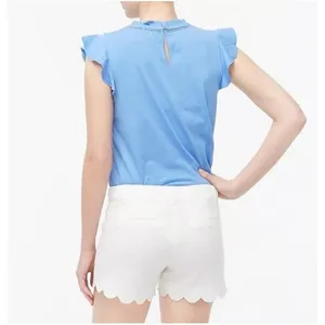 J.Crew White Scalloped Hem Linen Cotton Blend Shorts Women Sz. 4 Nautical Preppy thumbnail 6