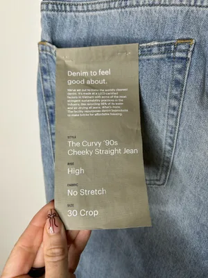 NWT EVERLANE The Curvy 90’s Cheeky Straight Cropped Patchwork Jeans Sz 30 thumbnail 8