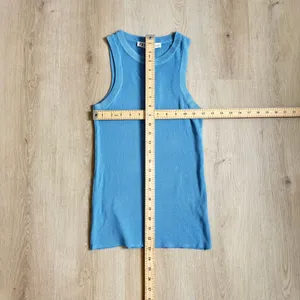 Zara NWT Women's Light Blue Ribbed Knit Tank Top High Neck Size L thumbnail 8