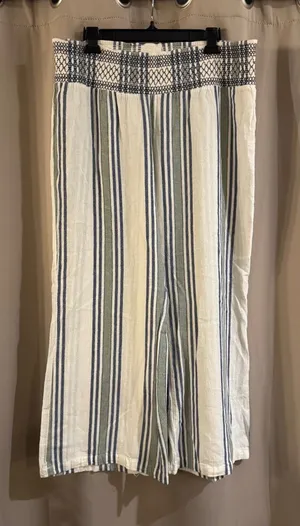 Indigo Rein Blue and White Striped Linen Pants thumbnail 1