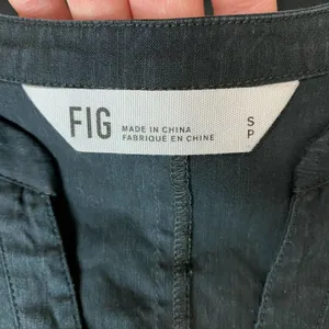 Fig Dress S Charcoal Linen‎ Lyocell Shift Short Sleeve Mini Stretch V-Neck thumbnail 8