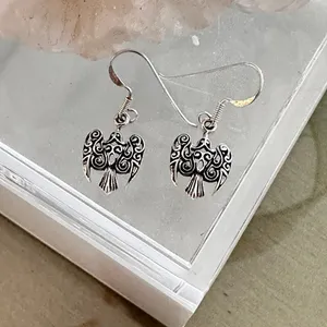 Sterling Silver Raven Filigree Drop Earrings thumbnail 2