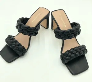 BCBGeneration FINAA Black Braided Block Heeled Sandals Size 10 thumbnail 1