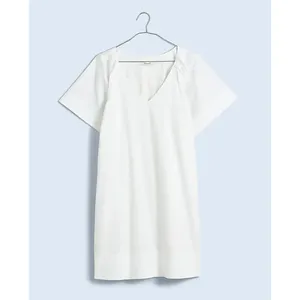 Madewell V Neck Mini Shirtdress Poplin Cotton White Pockets Relaxed Shift S NWT thumbnail 6