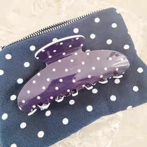 NEW Parke blue white polka dots hair clip claw clip * thumbnail 2