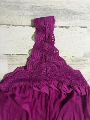 Free People Magenta Lace-Trim Satin-Look Bodysuit Size M thumbnail 4