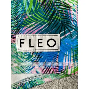 FLEO‎ Tropical Palm Print High Rise Workout Shorts Small Athletic Gym Running thumbnail 5
