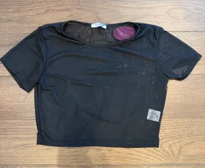 Avidlove Sheer Cropped Black T-Shirt Small NWT thumbnail 1