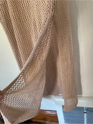 Sleeveless Knit Mesh Cover Up Dress in Taupe thumbnail 5