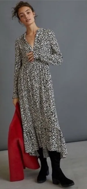 MARE MARE X ANTHROPOLOGIE Black White Leopard‎ Print Lynda Maxi Dress Size Small thumbnail 1