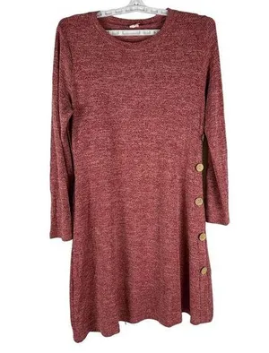 Jar Of Love Womens Size XL Red Knit Dress w/ Side Button Detail thumbnail 1