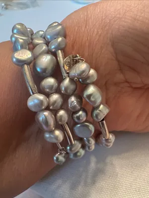 Silpada Grey Pearl Coil Bracelet Sterling Silver 925 thumbnail 4