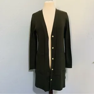 LOFT Women Green Ribbed V Neck Cardigan size M thumbnail 5