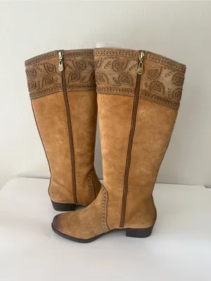 Nurture Tall Suede Boots with Paisley Tooled Detailing NEW 10 boho style paisley thumbnail 4
