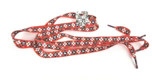 45"‎ Red & White Argyle Skulls Punk Shoelaces Fat Laces Retro 80s Sneakers Shoe thumbnail 1