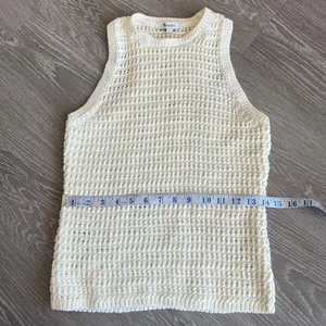 Madewell Crochet Knit Sweater Top Small White Sleeveless Flaw thumbnail 6