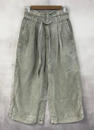 AEO Wide Leg Crop Pants Women Size 0 Indie Boho Earthy Utility Coastal Urban‎ thumbnail 1