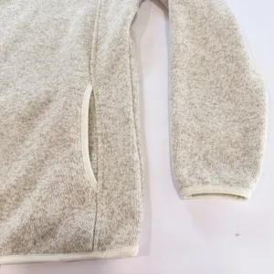 LL Bean Beige Sweater Fleece 1/4 Snap Pullover Pockets Size SMALL Tan thumbnail 5