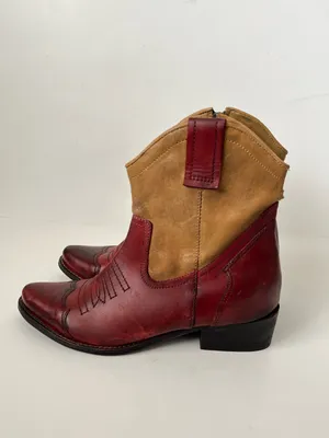 MIA Vintage Y2K Western Leather Cowboy Ankle Cowboy Boots Booties Size 6.5 Red thumbnail 2