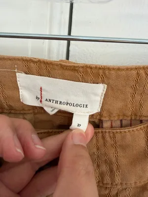 Anthropologie Women Scout Slim Pleated Straight Leg Ankle Pants Honey 27 Boho thumbnail 6