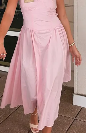 Midi blush pink corset dress thumbnail 3
