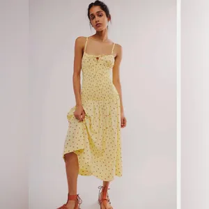 Free people Yellow strawberry pattern Midi Dress thumbnail 5