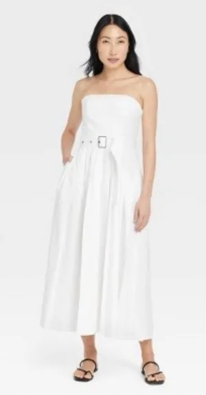 A New Day White Pleated Dress thumbnail 1